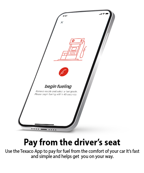 Pay directly on the Texaco app without leaving the car