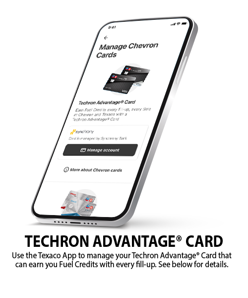 Use your Techron Advantage card directly on the app