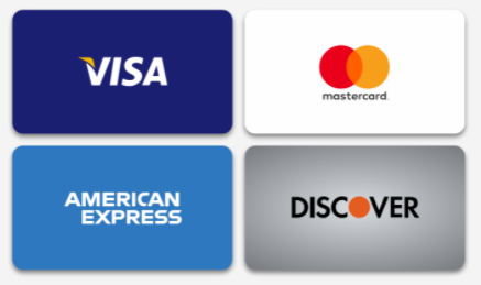 Pay with your Visa, Mastercard, AMEX, or Discover