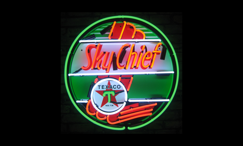 Texaco sky chief neon logo sign Texaco sky chief neon logo sign